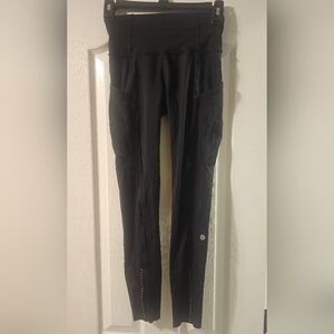 Lululemon Fast and Free high-rise cropped leggings in black with side pockets